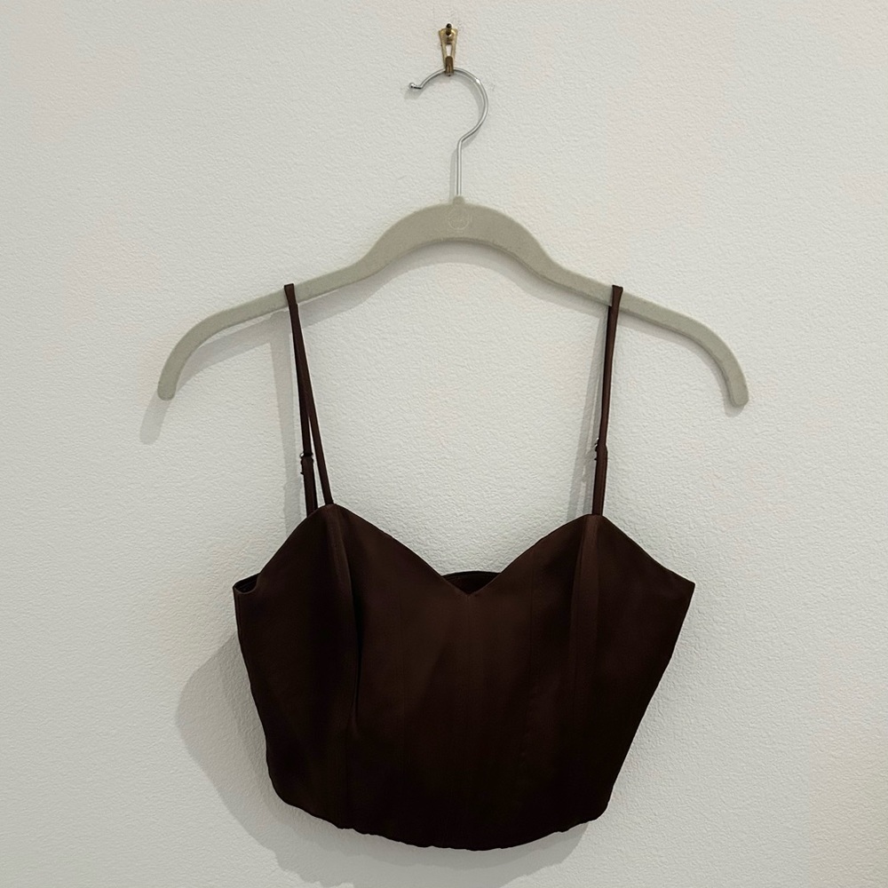 Zara Dark Brown Corset Tank Top